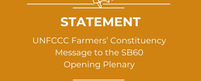 UNFCCC Farmers Constituency SB60 Opening Plenary statement