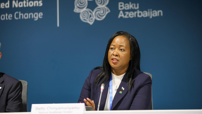 Betty Chinyamunyamu (NASFAM) at the COP 29 High-Level Dialogue 'Moving Forward with NDC Acceleration in Agrifood Systems: Climate Technology Uptake'